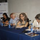 Estela Ruiz Díaz (izq.), Miguel Abdón Saguier, Marta Ferrara de SEMILLAS y Milda Rivarola